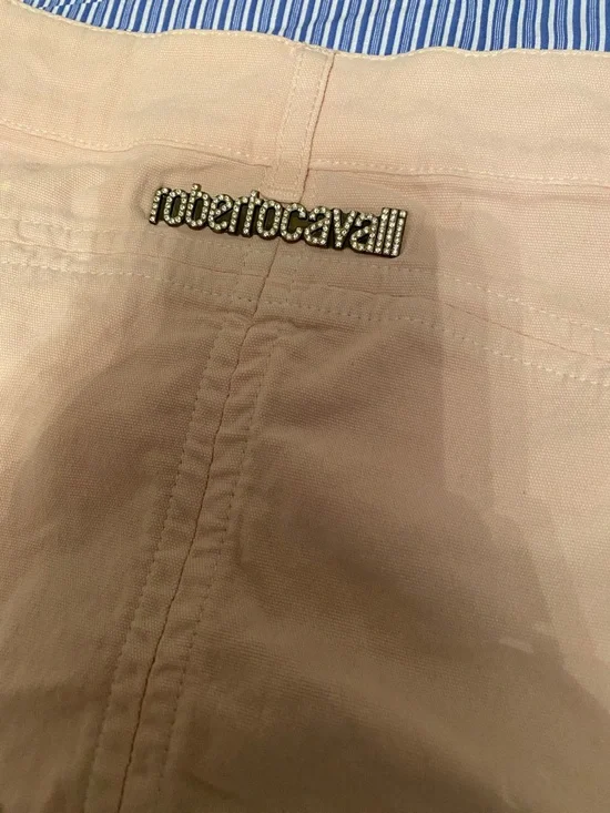 Roberto Cavalli light pink Mini Skirt with Gold Tassel crystal logo size S - Picture 4 of 8